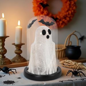 Decoración de Mesa de Halloween con Fantasma Adorable con Luz, Fantasma de Halloween en Campana Transparente con Luz para Decoración del Hogar en Días Festivos - Product Image 5