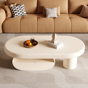 Chất lượng cao sang trọng Vòng màu be cao cấp hiện đại tối giản phòng khách ưa thích TV đứng và Bàn cà phê với lưu trữ - Product Image 3