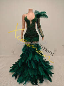 Robe de soirée longue en laine noire scintillante et sexy avec traîne en strass, style Empire, pour bal de promo, élégante - Product Image 5