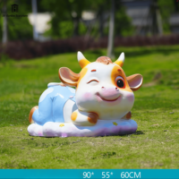 Patung Sapi Kartun Lucu dari Fiberglass untuk Dekorasi Taman, Halaman, dan Taman Kanak-Kanak