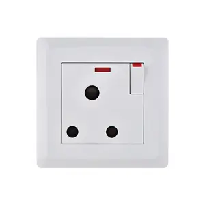 VNX British Standard 15A 1Gang Switched 3 Round-Pin Socket White 86 * 86 MM Uniquely Designed PC Wall Switch Socket