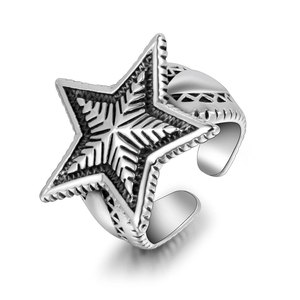 Open Face <b>Titanium</b> Steel Star <b>Ring</b> Five Pointed Unisex Fashion Jewelry Gift SA984 - Product Image 5