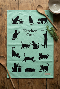 100% Cotton Tea Towels Cats in the <strong>Kitchen</strong> Playful Feline Graphic Decorative Dish Towels 40x60cm - Product Image 2