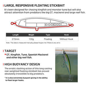 Leurre de pêche pour thon monstre 215F, attirant les prédateurs, profil large, flottant - Product Image 4