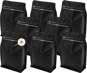 Custom VANTUR Brand 250G 12Oz Black Printed Smell Proof Square <b>Coffee</b> <b>Bean</b> Bags Food Grade MOPP/VMPET Flat Bottom Valve Zipper - Product Image 1