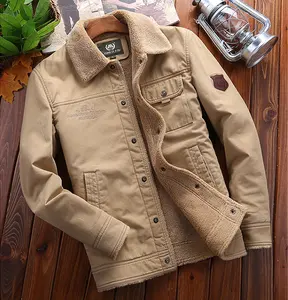 Jaket Mantel Pria Musim Dingin, Jaket Luar Ruangan Pria, Jaket Kerah Bulu, Jaket Tebal Beludru