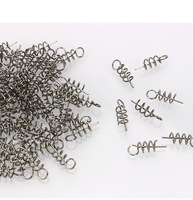 Lot de 100 attaches de pêche en acier inoxydable 304 à ressort torsadé pour leurres souples, accessoires de pêche durables