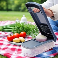 Keukenaccessoires 6-delige plastic handmatige mandoline aardappel snijder multifunctionele groentesnijder container roestvrijstalen gereedschap