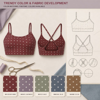 Soutien-gorge de sport personnalisé certifié GRS en nylon recyclé (71,4 %) et élasthanne (28,6 %) à pois, anti-humidité, dos croisé, pour la course et le yoga