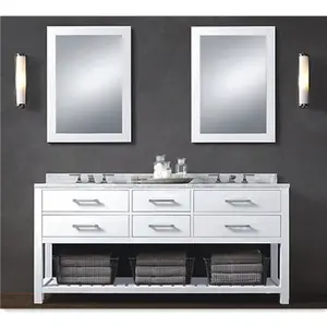 Factory Directly Sell Modern Furniture Bath White Lacquer Vanity PVC Wooden Bathroom Cabinet With Washing Basin For Home/Hotel