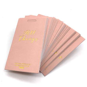Nhà máy in bán buôn tùy chỉnh thực hiện hình chữ nhật màu hồng treo thẻ ăn mặc hangtag Vàng Lá May treo thẻ - Product Image 5