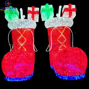 3D LED Motif Christmas boots light for Xmas Decoration Lighting