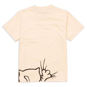 T-shirt da uomo e da donna a maniche corte con stampa gatto, colore naturale, abbigliamento promozionale - Product Image 1
