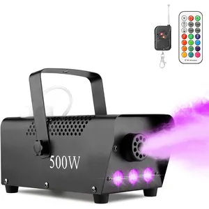 Halloween 500W Upgraded Wireless Remote Fog Machine with Colorful RGB LED Lights Automatic Spray Smoke Machine Strobe Effect