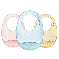 Produits pour bébés en gros, bavoirs pour bébés réglables, dessin animé, imperméables, sans BPA, bavoirs en silicone de qualité alimentaire pour bébés