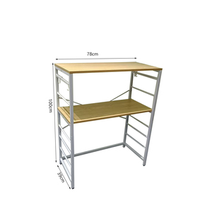 ชั้นวางของในครัว ชั้นวางของในตู้เก็บของในครัว ชั้นวางไมโครเวฟแบบตั้งพื้น ทำจากไม้ พร้อมตะขอโลหะ ที่เก็บของและชั้นวางสีขาว - Product Image 4