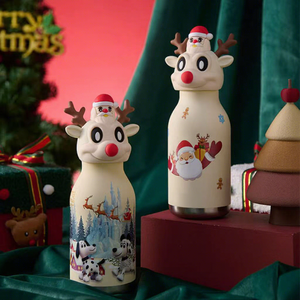 Christmas Santa Claus Water Bottle with Santa <b>Hat</b> Lid Reusable Holiday <b>Drink</b> Bottle for Home School Travel Gift - Product Image 3