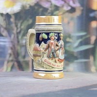Chope à bière classique bavaroise en porcelaine, mug à vin Oktoberfest avec couvercle en aluminium, réutilisable, écologique, promotionnel