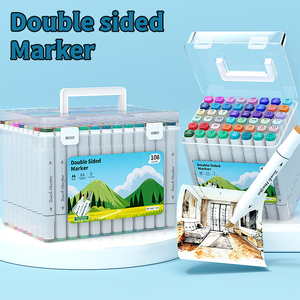 Stylos marqueurs à alcool à double pointe de précision avec 24 à 120 couleurs, étui portable pour l'illustration, les étudiants et les artistes - Product Image 2