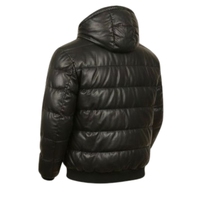Blouson matelassé noir à capuche pour homme, coupe ajustée, style urbain, épais, respirant, motif uni, logo personnalisé sur le devant