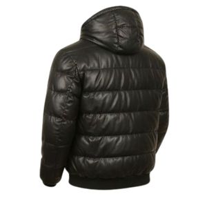 Veste matelassée à capuche noire pour homme, coupe ajustée, mode streetwear, épaisse pour l'hiver, motif uni - Product Image 4