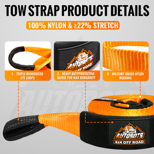 4PC phục hồi Kit Chấ<span class=keywords><strong>t</strong></span> lượng cao Nylon 30000lbs snatch dây đeo Bow cùm với bền phục hồi bánh <span class=keywords><strong>T</strong></span>úi <span class=keywords><strong>Tow</strong></span> dây đeo Kit ngoài trời 4WD - Product Image 3