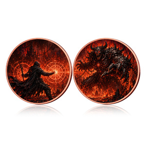 Doppel-Münzen-Set 1 Unze .999 Kupfer Runde Münze <span class=keywords><strong>Magic</strong></span> Monster Fight 2D UV-Bedruckte Medaille Kupfermünzen für Sammler - Product Image 5