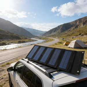Alecter <b>Solar</b> Emergency Disaster 50W Monocrystalline Silicon <b>Portable</b> Bag Foldable <b>Panel</b> 20% Efficiency 1 USB Port Black Camping - Product Image 3