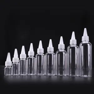 Squeeze Bottle 2020 The Prevailing Trend Pocket Size Plastic PET Pointed Hair Oil Nozzle Clear Squeeze Bottles With Twist Caps