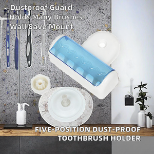 Support mural pour brosses à dents en plastique écologique, anti-poussière, à ventouse à vis, cinq positions - Product Image 2