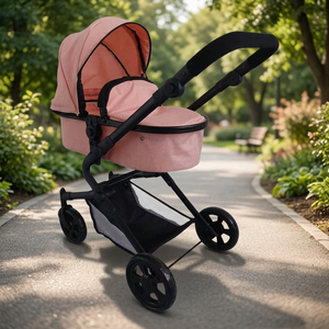 Apexcel 2 en 1 Poussette de poupée Landau Trotteur Jouet Chaise haute pour bébé Porte-bébé tandem Chariot Lit de voyage Siège auto Mousse plastique - Product Image 3