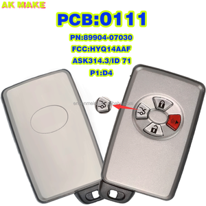 Clé de voiture intelligente sans clé 89904-07030 Keyless-Go, télécommande 271451-0111 <span class=keywords><strong>FCCID</strong></span> HYQ14AAF avec puce ID71 pour TOY 2005-2007 Avalon - Product Image 1