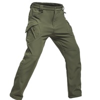 Pantalon tactique softshell doublé polaire IX9 avec plusieurs poches cargo à fermeture éclair, coupe-vent, résistant à l'eau, pour le travail en hiver