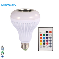 Ampoule LED musicale intelligente Wi-Fi 12W E27 à changement de couleur RGB, avec haut-parleur et télécommande, lampe disco colorée, lampe RGB