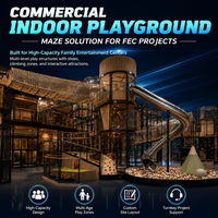 Structure d'aventure commerciale avec trampoline, zone de saut et toboggan, certifiée CE EN1176 pour projets de centres de loisirs familiaux (CLF)