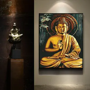 Pintura a óleo digital de buda shakyamuni, pintura a óleo pintada à mão, enchimento de pintura em família budista