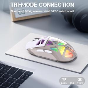 เมาส์เกมมิ่ง ONIKUMA CW930 ออกแบบตามหลักสรีรศาสตร์ น้ำหนักเบา รองรับการเชื่อมต่อ 3 โหมด 2.4G + บลูทูธ + แบบมีสาย เมาส์ไร้สาย RGB แบบ 3 โหมด - Product Image 4