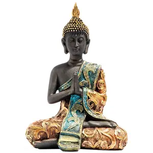 Hars Boeddhabeeld Resin Zitten Boeddha Beeldje Goud Hars Sculptuur Voor Thuis En Mode Tafel Display