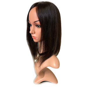 14 Inch <b>Long</b> Straight Human Hair Toupee Clip In <b>Wig</b> Lightweight Voluminous WIGTS Style Free Inner Combs Heat Resistant - Product Image 1