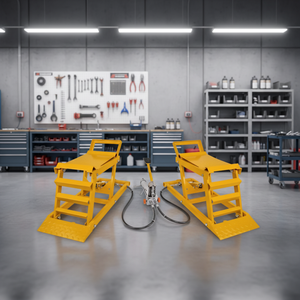 <span class=keywords><strong>Rampe</strong></span> de voiture en acier robuste, portable, pour extérieur, à double cylindre, à deux poteaux, profil bas - Product Image 1