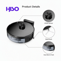 Robot Vacuum Cleaner dan Mop V8, Daya Hisap 3770Pa, Tangki Air 600ml, Baterai 2600mAh, Waktu Operasi 90 Menit, Dilengkapi Charging Base, Warna Hitam