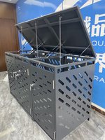 Poubelle extérieure étanche pour bricolage avec deux portes Poubelle à poussière à cadre métallique facile à assembler à vendre