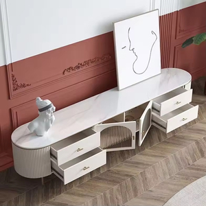 Mueble de <span class=keywords><strong>TV</strong></span> de Madera Blanca Estilo Nórdico, Mueble de Salón, Almacenamiento para el Hogar, Mueble de <span class=keywords><strong>TV</strong></span> Moderno y Lujoso con Tapa Rectangular de Madera - Product Image 2