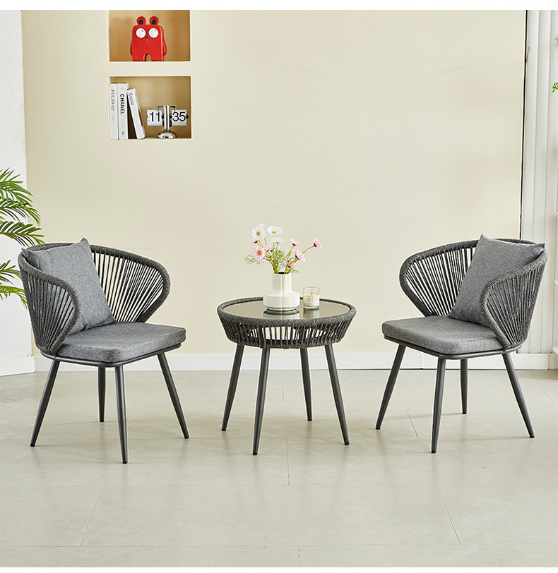 Two chairs & table, gray