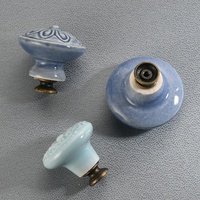 Boutons de cuisine en céramique à relief floral poignées Vintage rond monotrou pour commode chambre tiroir placard placard