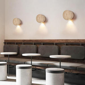 Lámpara de Pared de Mármol Natural Amarillo Travertino para Pasillo de Hotel, Restaurante, Dormitorio, Estilo Wabi Sabi - Product Image 3