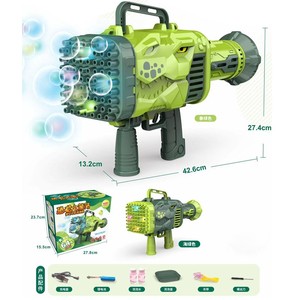 Machine à bulles 32 trous, pistolet à bulles, lanceur de fusées dinosaure, lumière de charge, machine à bulles électrique portative pour enfants - Product Image 4