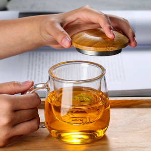 Bestverkopende Glaswerkartikelen Bpa Gratis Hittebestendige Heldere Schattige Theekopjes Van Hoog Borosilicaatglas Met Deksels En Handvat En Infuser - Product Image 5
