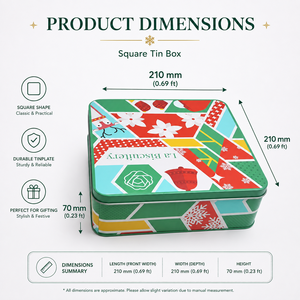 Custom Printed Glossy Square Christmas Tinplate Box Food Grade <b>Storage</b> for Holiday Biscuit Cookie & Candy Gift Packaging - Product Image 2