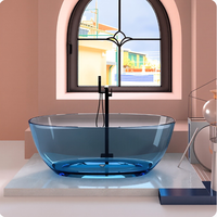 O Ning Jie Petit Lavabo Autonome Ovale Transparent en Pierre Artificielle, Chauffant, Style Minimaliste Moderne, avec Vidange et Texture Cristalline